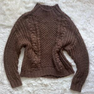 Universal Thread Mock Turtleneck Brown Knit Sweater